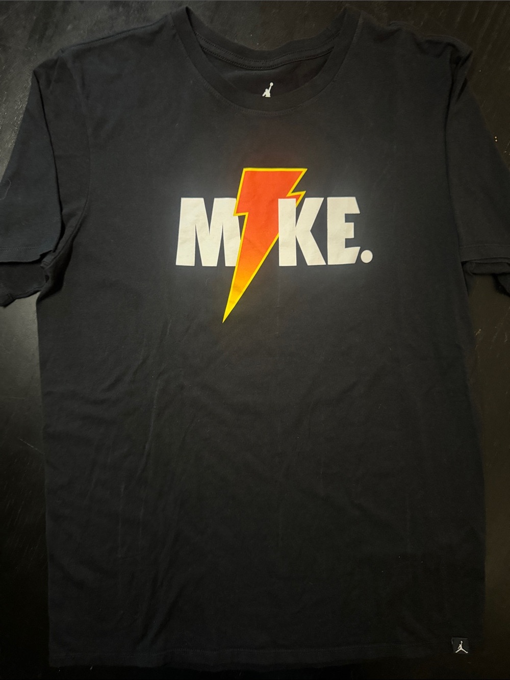 Jordan Black Short-Sleeve Tee with Red and Yellow Lightning Bolt